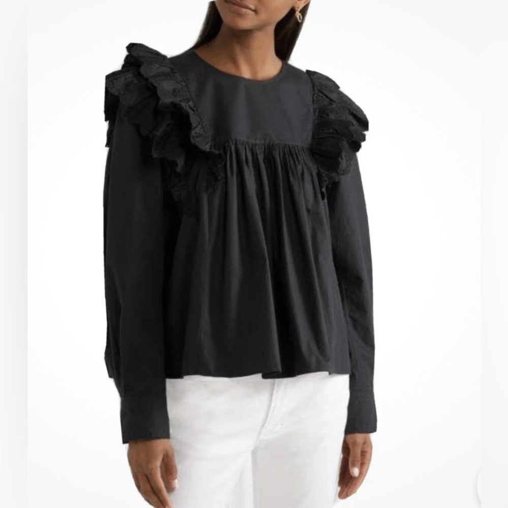 Isabel Marant “Matias” Ruffle Shoulder Blouse — Size FR 42 (US 10)